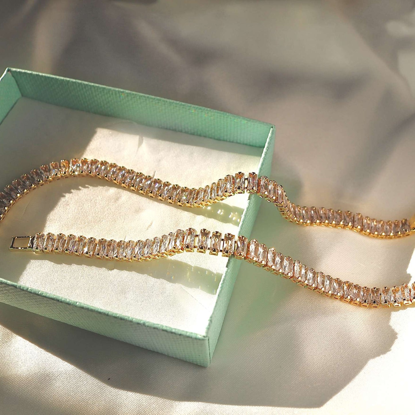 Real Silver Plated Diamante Tennis Bracelet